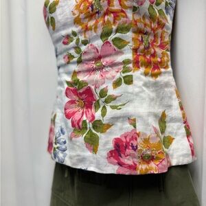 Reformation Strapless Pink & Green Floral Top – Size 4.